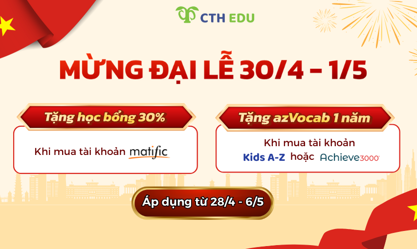 Siêu ưu đãi mừng đại lễ: Tặng học bổng Matific 30% và azVocab PRO 01 năm